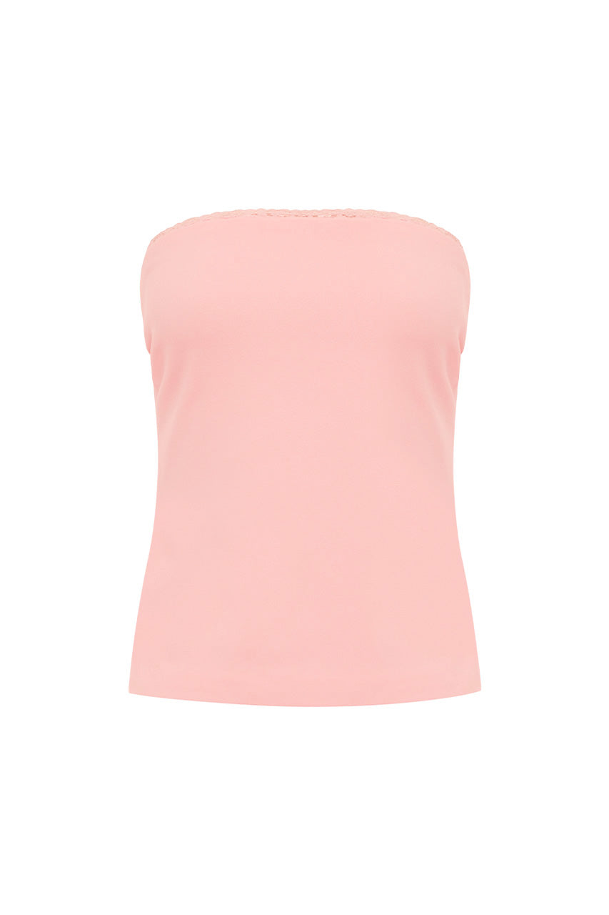 DARLA STRAPLESS LACE TRIM TOP - PINK
