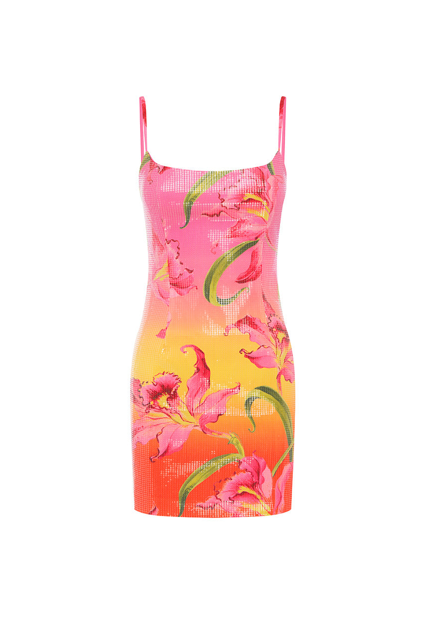 DEIA SEQUIN MINI DRESS - FLORAL OMBRE