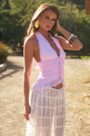 DELLA V-NECK RUFFLE TOP - PETAL