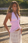 DELLA V-NECK RUFFLE TOP - PETAL