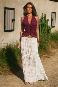 SUSANNA RUFFLE TEXTURED MAXI SKIRT - IVORY