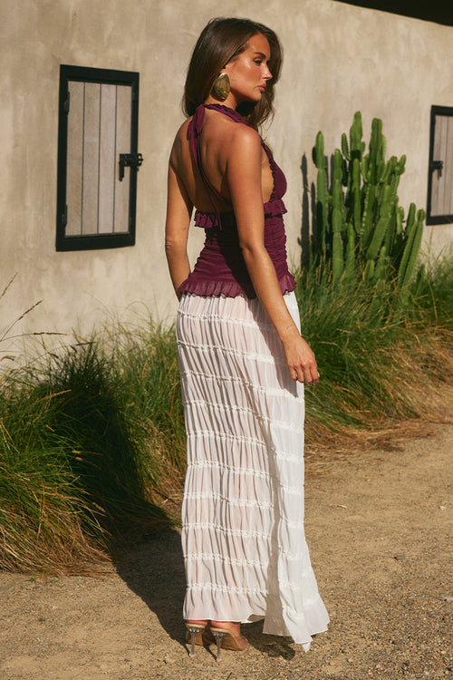 SUSANNA RUFFLE TEXTURED MAXI SKIRT - IVORY