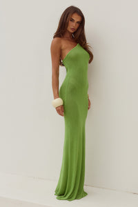 DIANA ASYMMETRIC NECK MAXI DRESS - KIWI