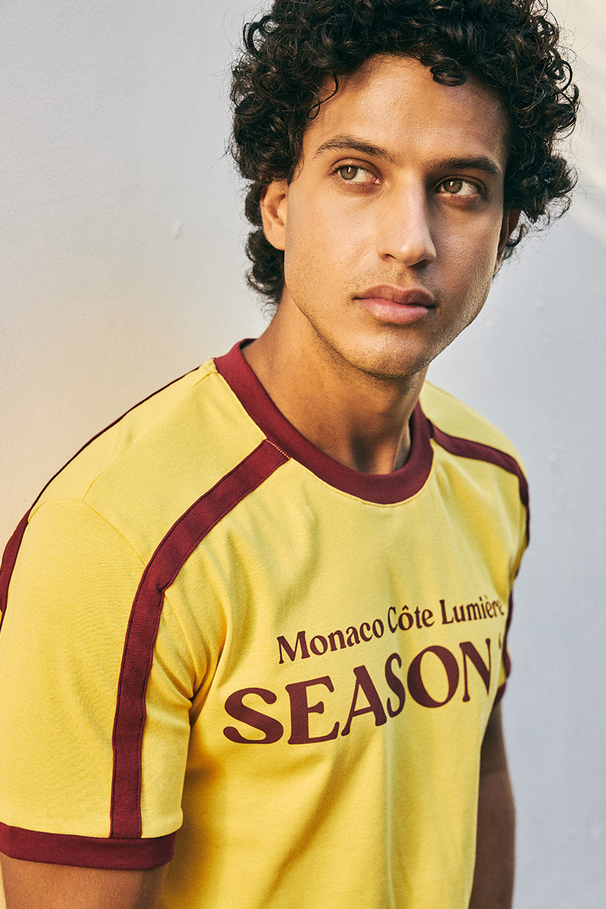 DINO SHORT SLEEVE T-SHIRT - YELLOW/WINE