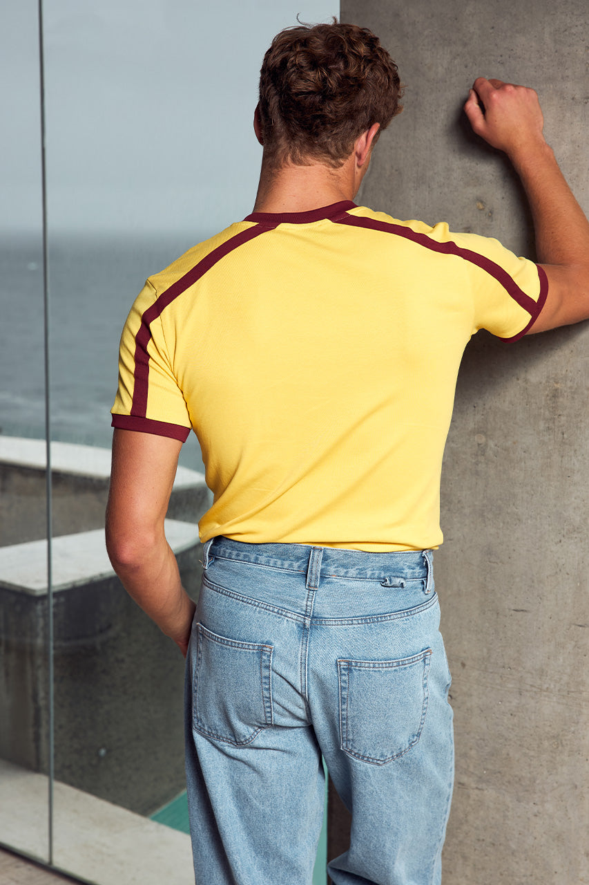 DINO SHORT SLEEVE T-SHIRT - YELLOW/WINE