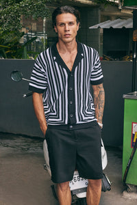 DORIAN SHORT SLEEVE SHIRT - BLACK/WHITE