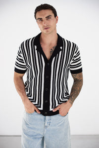 DORIAN SHORT SLEEVE SHIRT - BLACK/WHITE