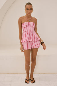 DREA HALTER RUCHED BUST TOP - KATALIA BRIGHT PINK