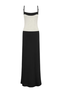 EDWINA LACE BODICE MAXI DRESS - BLACK/CREAM