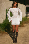 EFFIE LONG SLEEVE MINI DRESS - WHITE