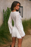 EFFIE LONG SLEEVE MINI DRESS - WHITE