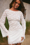 EFFIE LONG SLEEVE MINI DRESS - WHITE