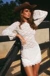 EFFIE LONG SLEEVE MINI DRESS - WHITE