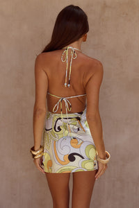 EILISH HALTER MINI DRESS - PELICANO MULTI