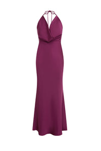 ELENA LOW PLUNGE MAXI DRESS - PLUM