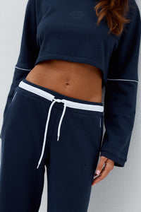 ELERI WIDE LEG TRACK PANTS - STEEL