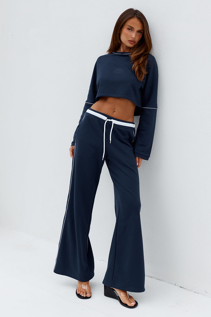 ELERI WIDE LEG TRACK PANTS - STEEL