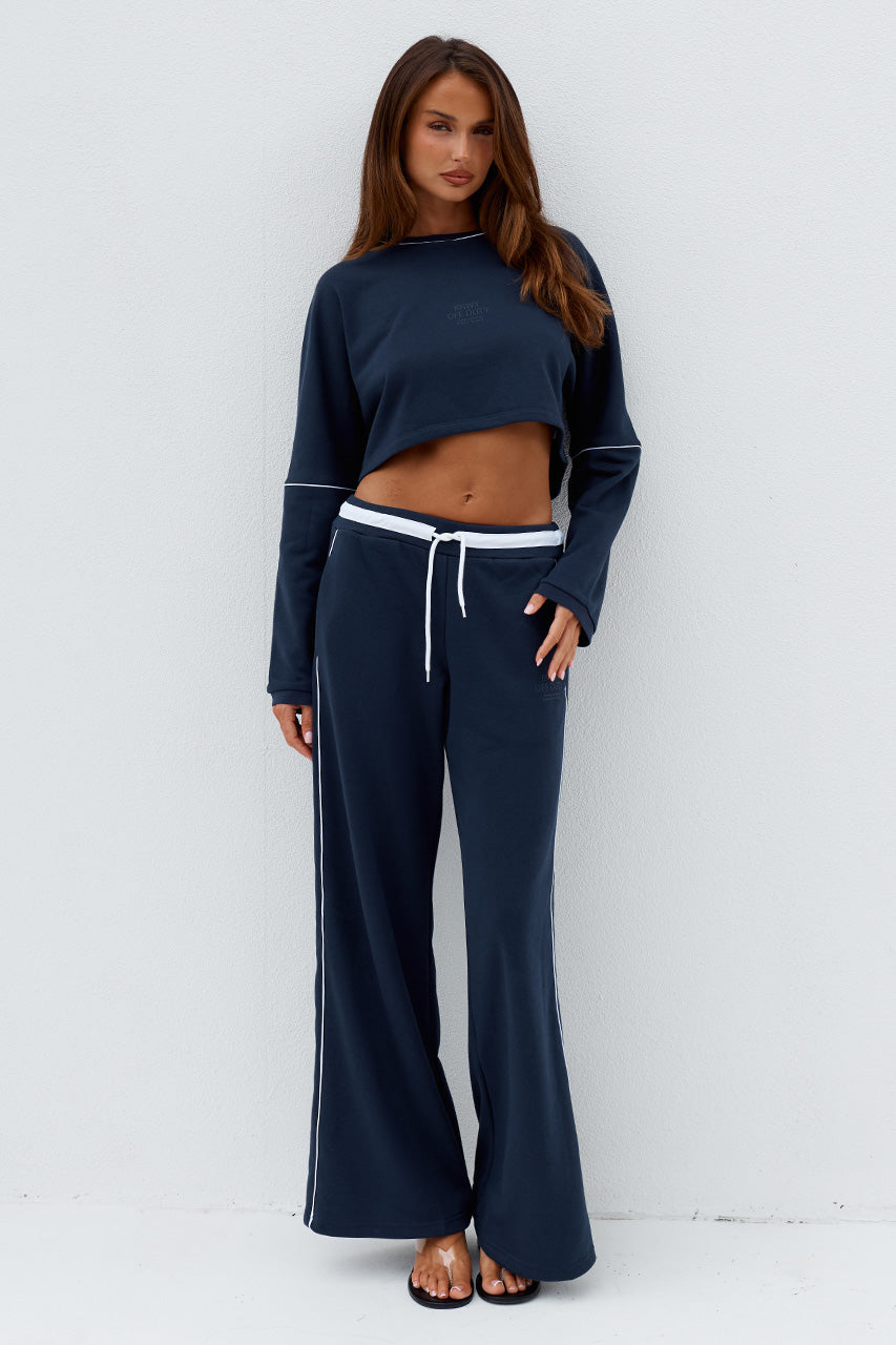 ELERI WIDE LEG TRACK PANTS - STEEL