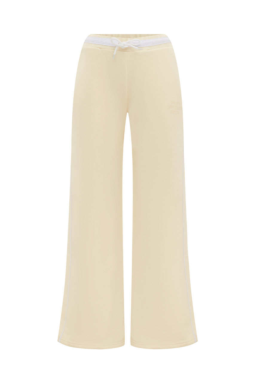 ELERI WIDE LEG TRACK PANTS - BISCUIT