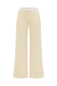 ELERI WIDE LEG TRACK PANTS - BISCUIT