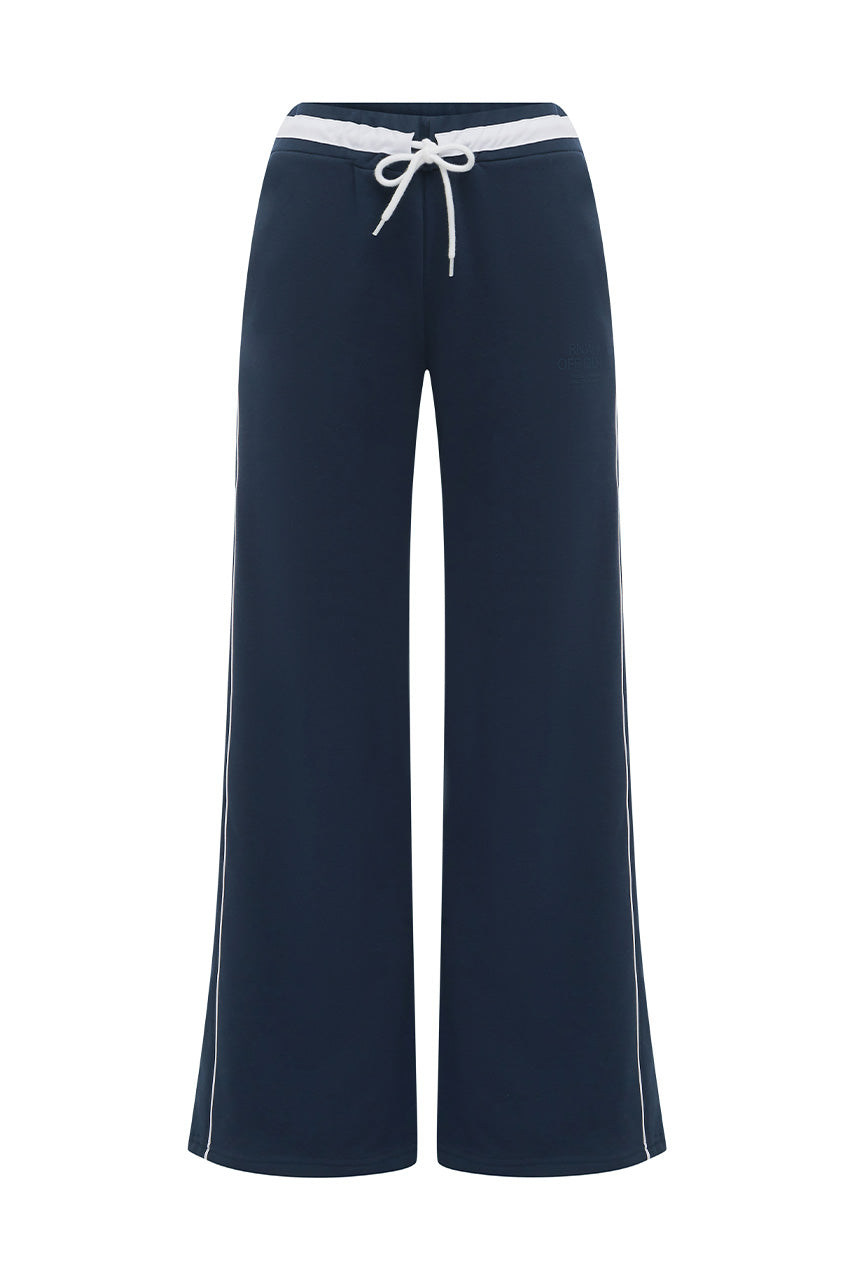ELERI WIDE LEG TRACK PANTS - STEEL