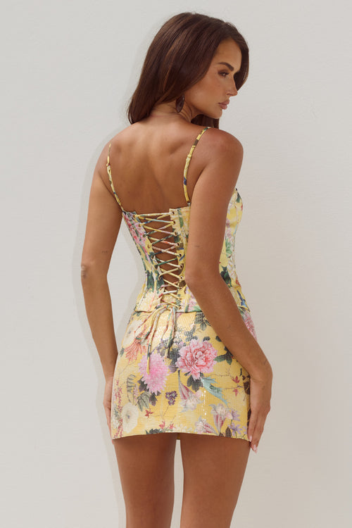 OPHIRA SEQUIN MINI SKIRT - KENDALL YELLOW