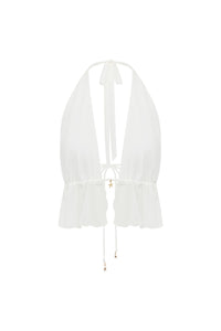 ELIO OPEN BACK HALTER TOP - WHITE