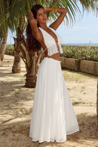 ELIO PLEATED MAXI SKIRT - WHITE