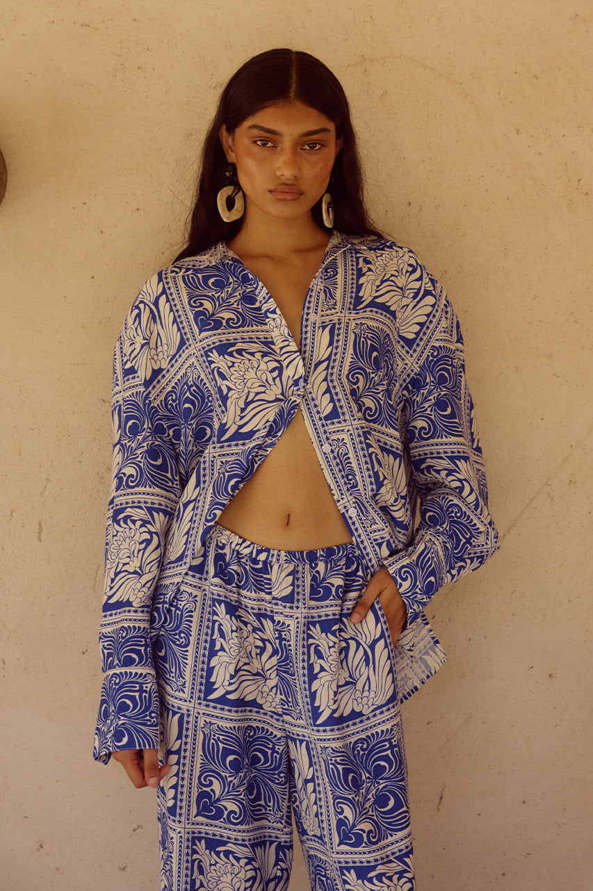 ELKA SLEEVED SHIRT - HAVANNA NAVY