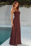 ELLERBY FRILL TRIM MAXI DRESS - CHOCOLATE