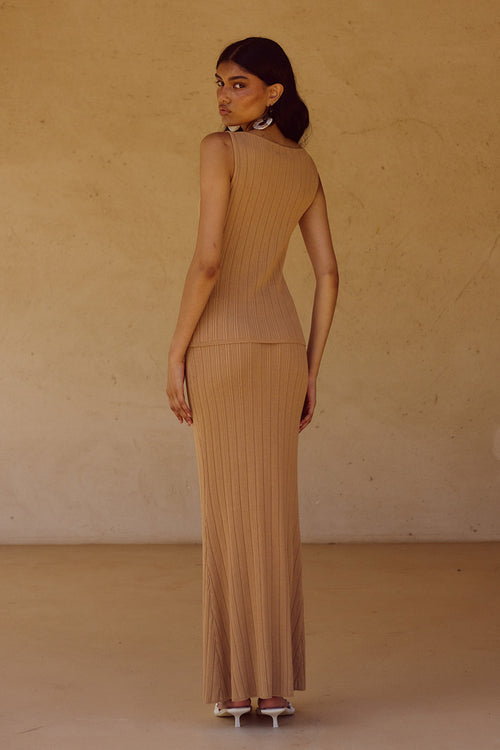 ELOWEN KNIT TOP - FAWN