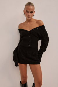 EMILIA SLEEVED KNIT TOP - BLACK