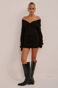 EMILIA KNIT MINI SKIRT - BLACK