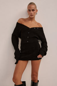 EMILIA KNIT MINI SKIRT - BLACK
