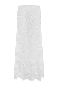 ENOLA TIERED LACE MAXI SKIRT - WHITE
