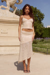 ERIS SEQUIN FLOUNCE MIDI SKIRT - SAND