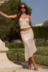 ERIS SEQUIN FLOUNCE MIDI SKIRT - SAND