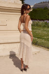 ERIS SEQUIN FLOUNCE MIDI SKIRT - SAND