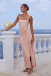 ESME HIGH SPLIT MAXI DRESS - PEACH