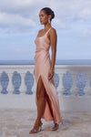 ESME HIGH SPLIT MAXI DRESS - PEACH