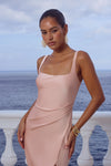 ESME HIGH SPLIT MAXI DRESS - PEACH