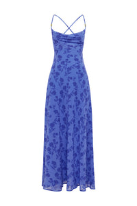 EVE COWL CROSS BACK MAXI DRESS - ALMINA BLUE