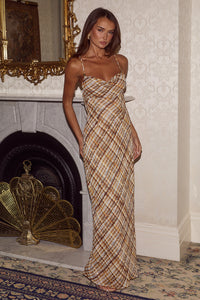 EVE COWL CROSS BACK MAXI DRESS - VINNIE BROWN