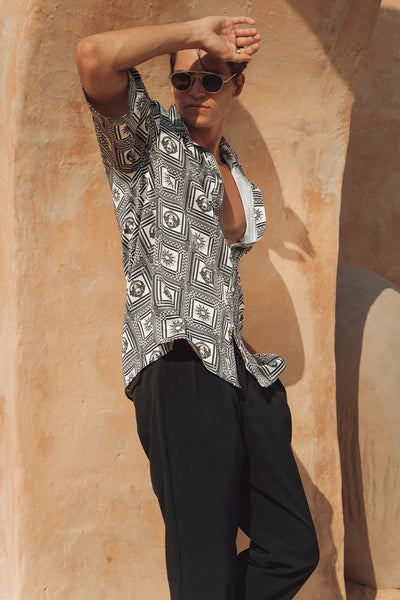 EZRA SHIRT - SAND/BLACK