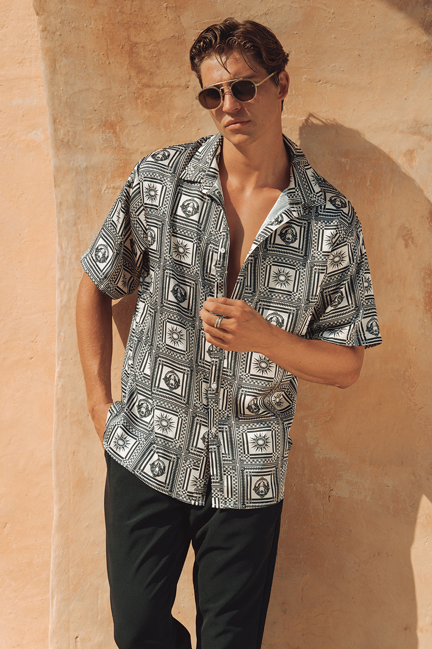 EZRA SHIRT - SAND/BLACK