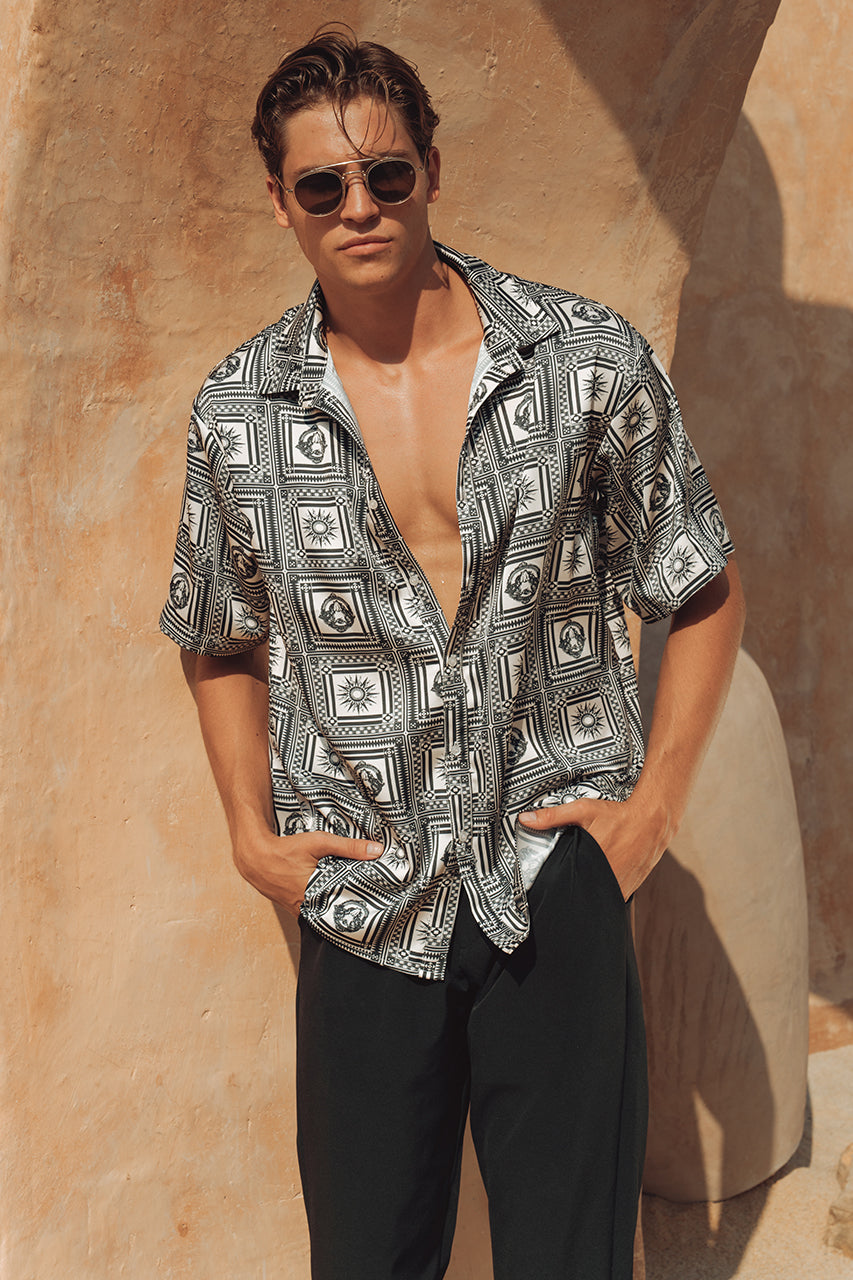 EZRA SHIRT - SAND/BLACK