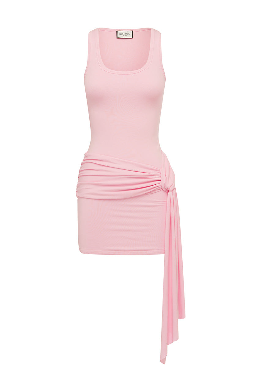 FELIX TIE FRONT MINI DRESS - MUSK