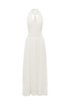 FERNANDA PLUNGE HALTER MAXI DRESS - WHITE
