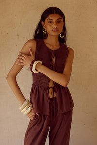 FLEUR PALAZZO PANT - CHOCOLATE