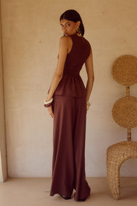 FLEUR PALAZZO PANT - CHOCOLATE